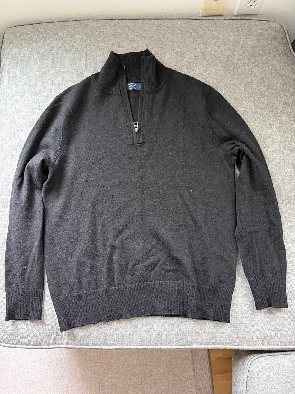 J. Crew Black Half-Zip Mock Collar Sweater